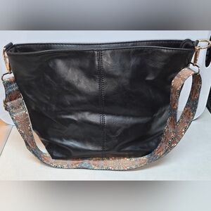 Black Hobo Bohemian Style Women's Crossbody Bag Purse